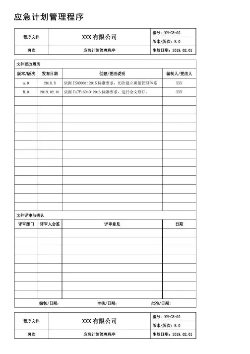 应急计划管理程序