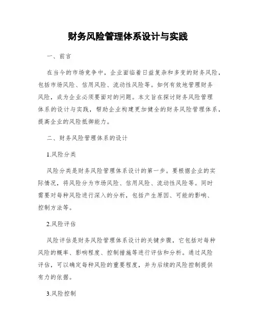 财务风险管理体系设计与实践