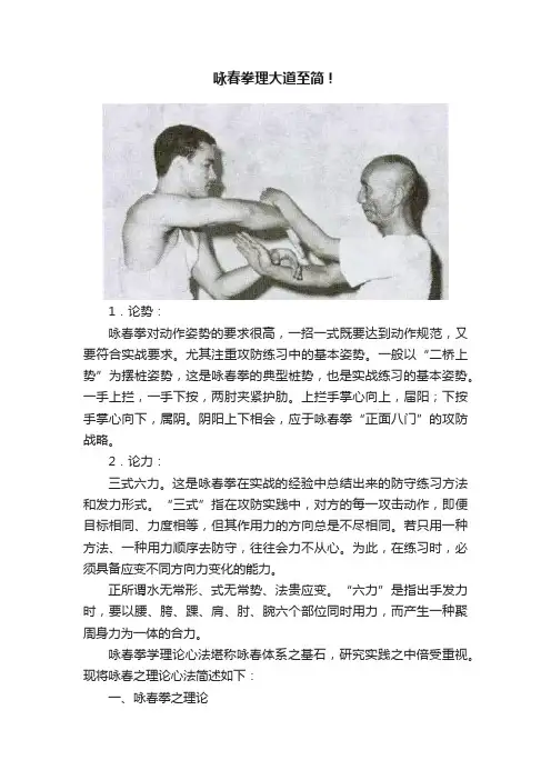 咏春拳理大道至简！