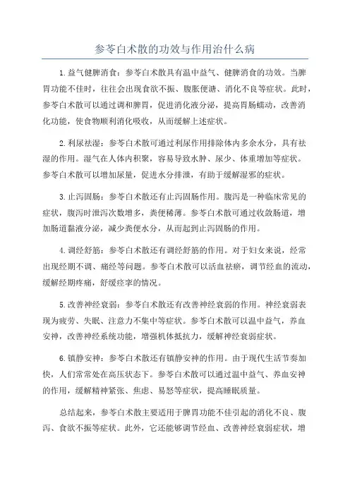 参苓白术散的功效与作用治什么病