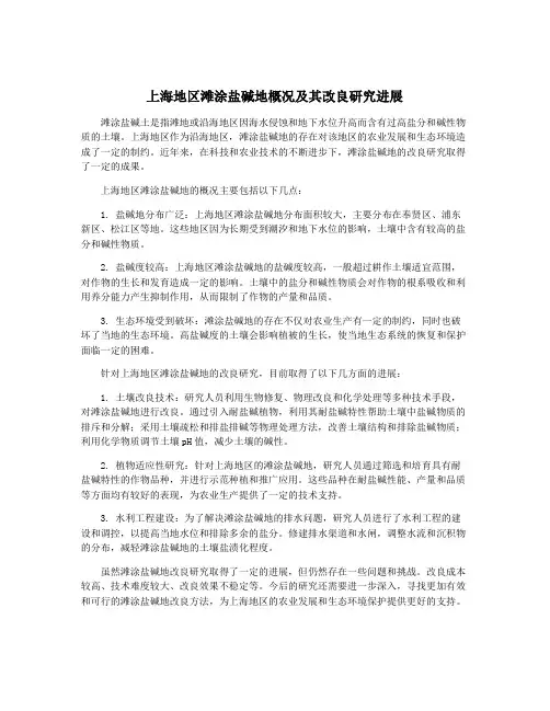上海地区滩涂盐碱地概况及其改良研究进展