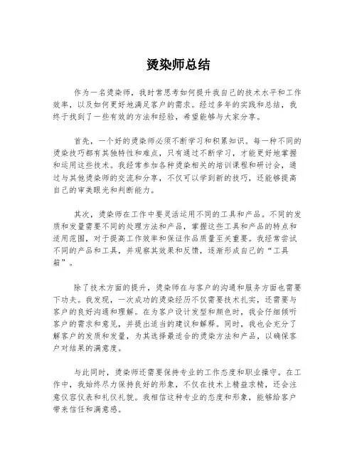 烫染师总结