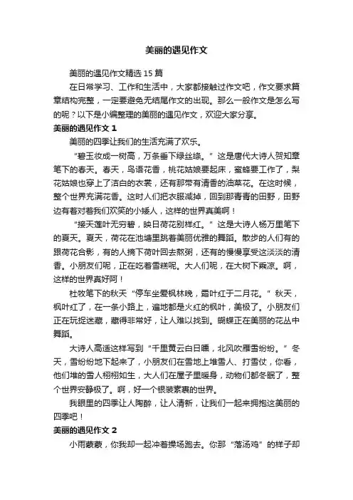 美丽的遇见作文精选15篇