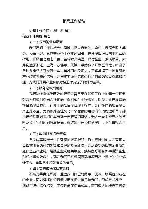 招商工作总结