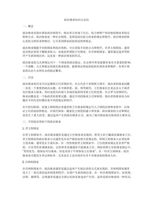 政治继承知识点总结