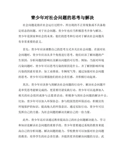 青少年对社会问题的思考与解决