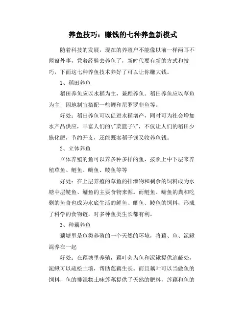 养鱼技巧：赚钱的七种养鱼新模式