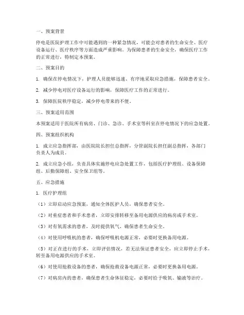 护理紧急风险预案停电