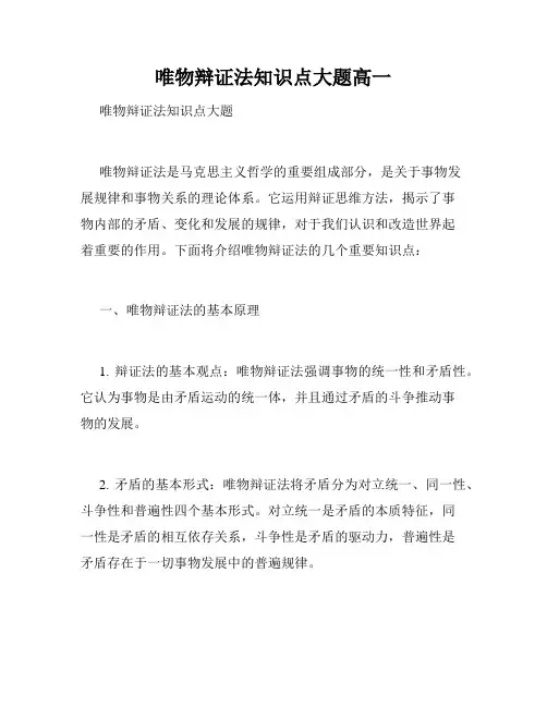 唯物辩证法知识点大题高一