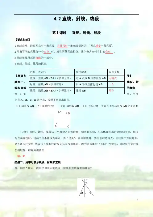 初一线段,射线,直线知识精讲(含答案)