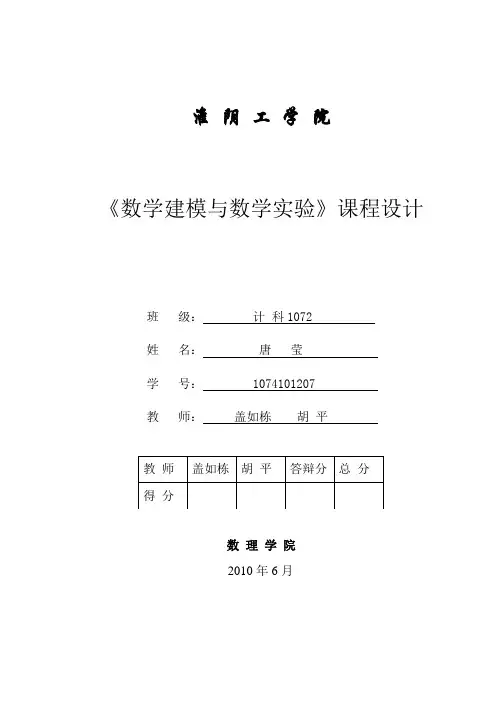 运筹学课程设计范文