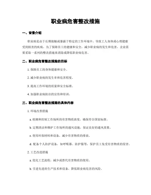 职业病危害整改措施