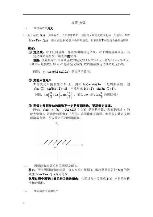 周期函数注意点以及常见抽象函数周期性的证明