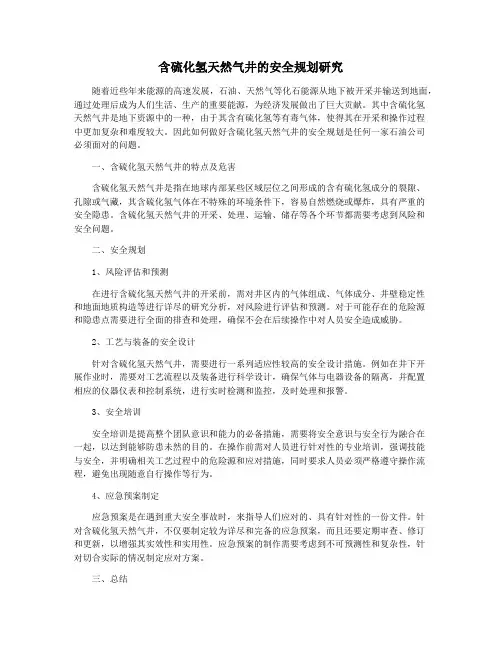 含硫化氢天然气井的安全规划研究
