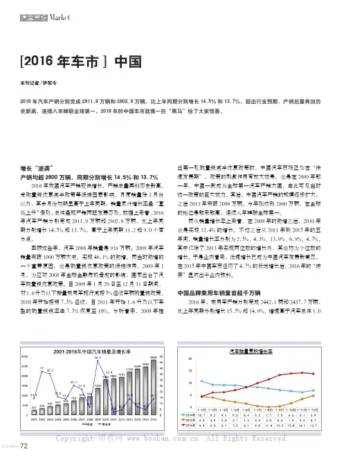 2016 年车市 中国