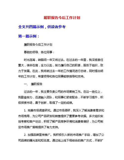 履职报告今后工作计划