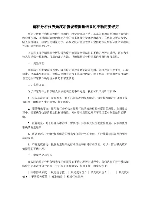 酶标分析仪吸光度示值误差测量结果的不确定度评定