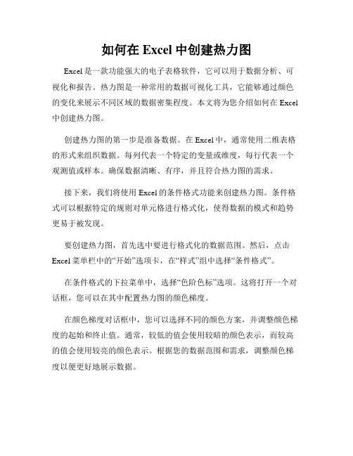如何在Excel中创建热力图