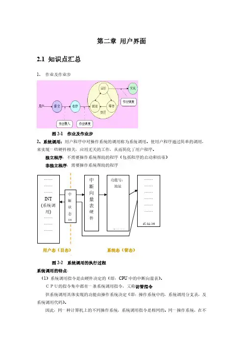 计算机操作系统原理-第二章用户界面知识点汇总及习题