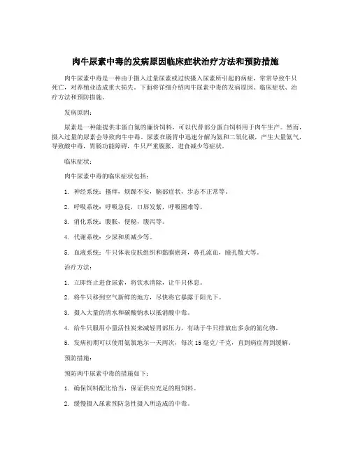 肉牛尿素中毒的发病原因临床症状治疗方法和预防措施