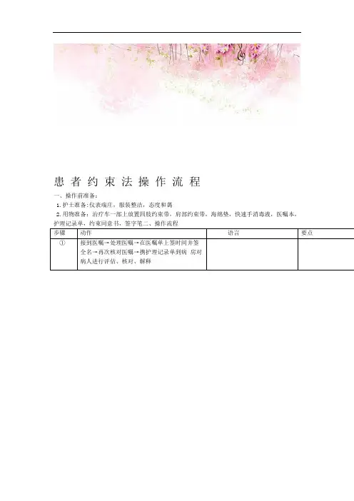 患 者 约 束 法 操 作 流 程