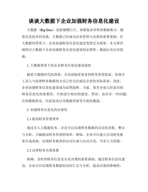 谈谈大数据下企业加强财务信息化建设