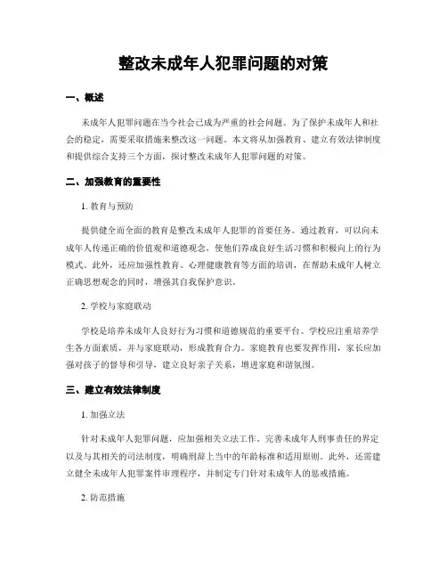 整改未成年人犯罪问题的对策