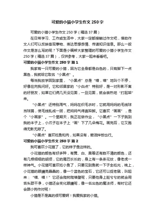 可爱的小猫小学生作文250字