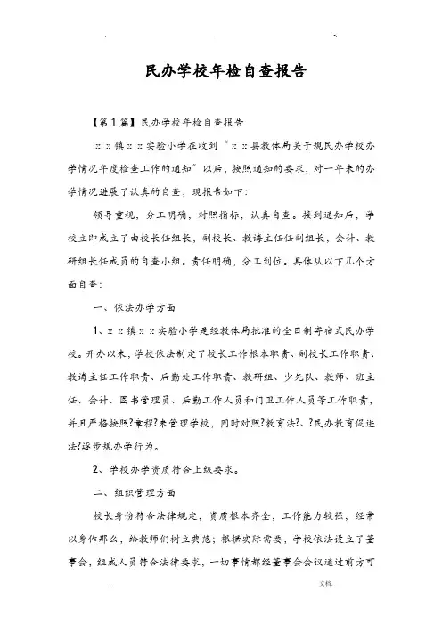 民办学校年检自查报告