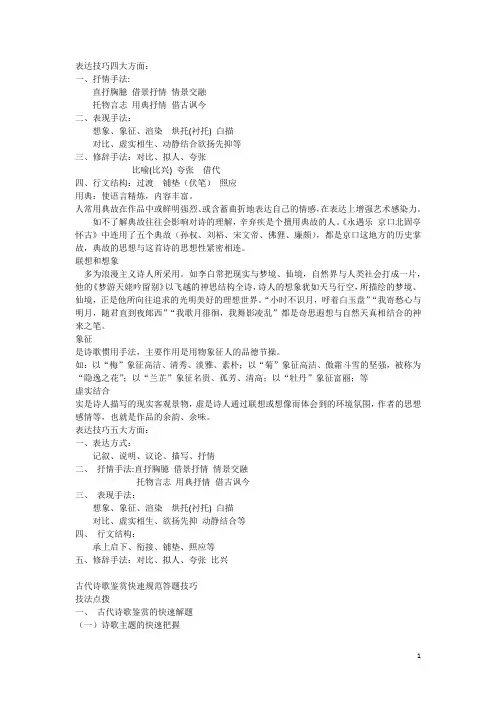 古代诗歌鉴赏快速规范答题技巧