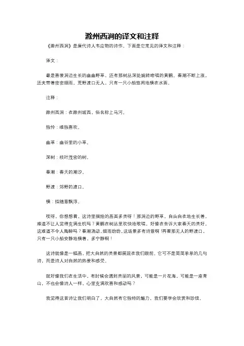 滁州西涧的译文和注释