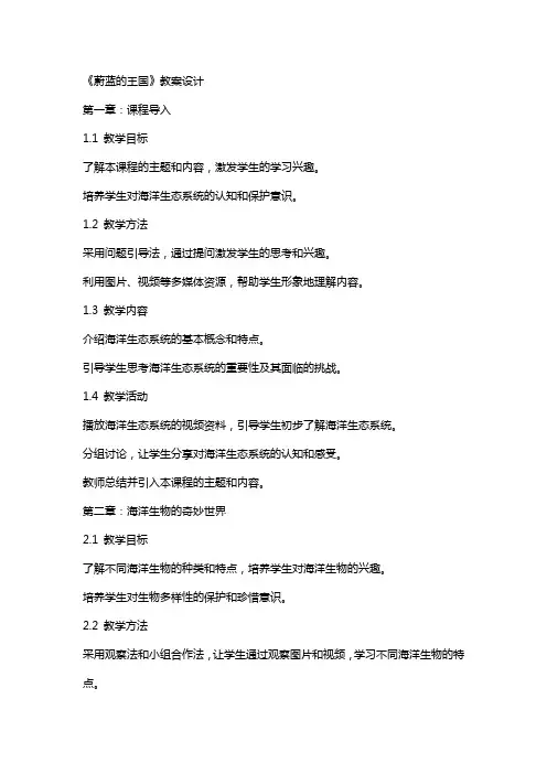 《蔚蓝的王国》教案设计