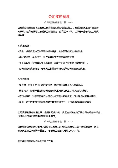 公司奖惩制度2篇