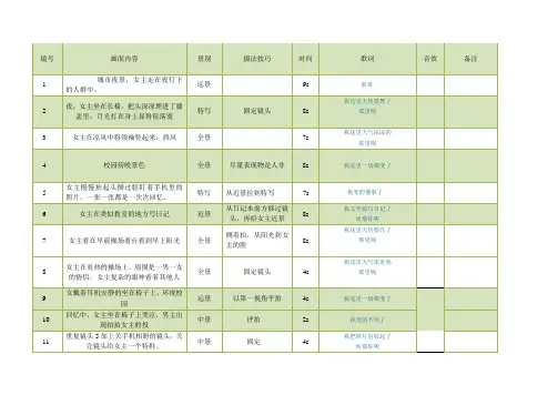 怎样MV分镜头脚本
