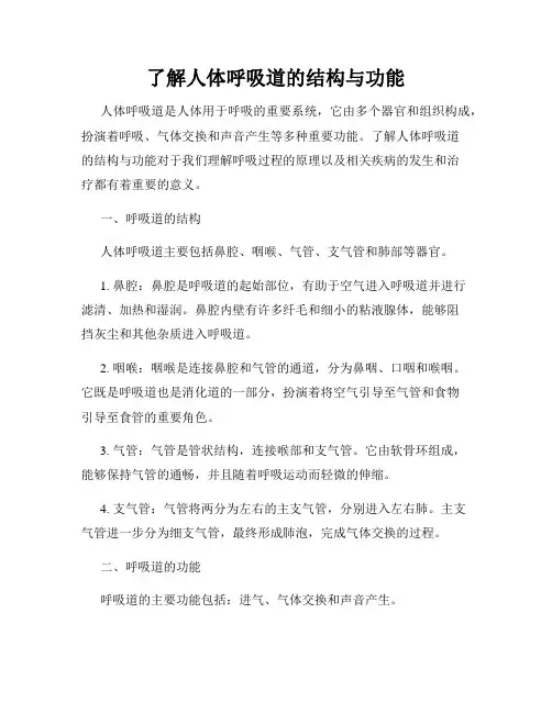 了解人体呼吸道的结构与功能
