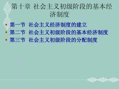 第十章 社会主义初级阶段基本经济制度