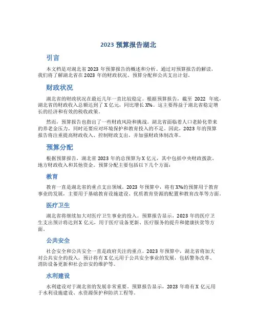 2023预算报告湖北