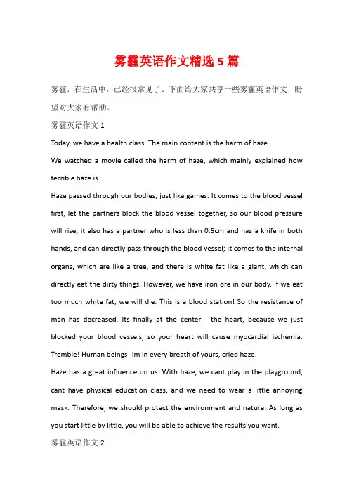 雾霾英语作文精选5篇