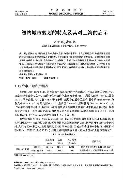 纽约城市规划的特点及其对上海的启示