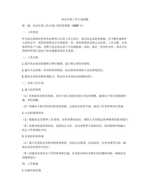 协会年度工作计划四篇