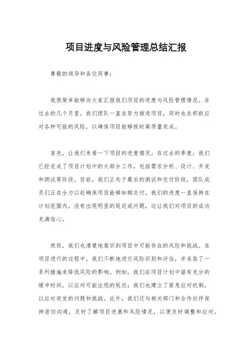项目进度与风险管理总结汇报