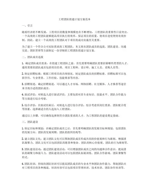 工程团队组建计划方案范本