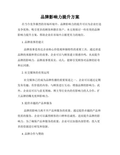 品牌影响力提升方案