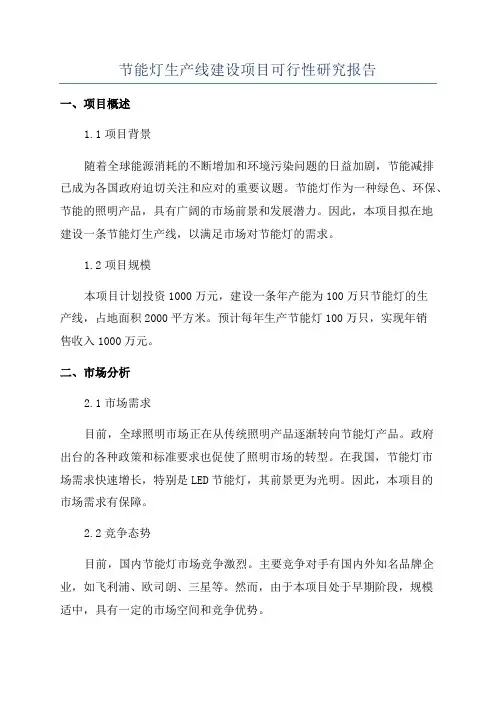 节能灯生产线建设项目可行性研究报告