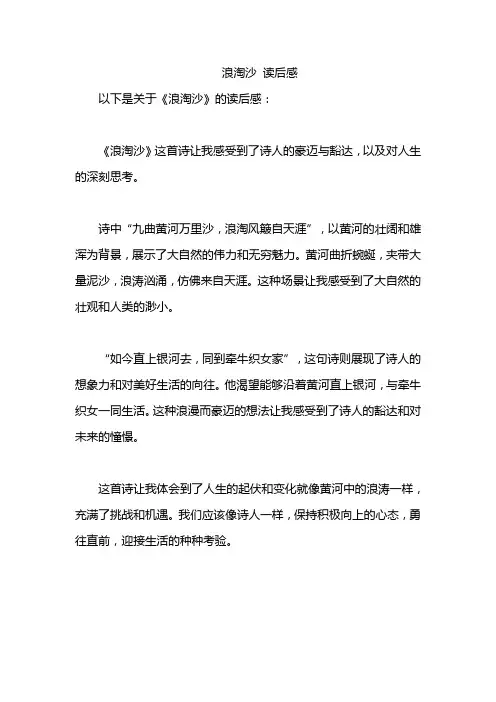 浪淘沙 读后感