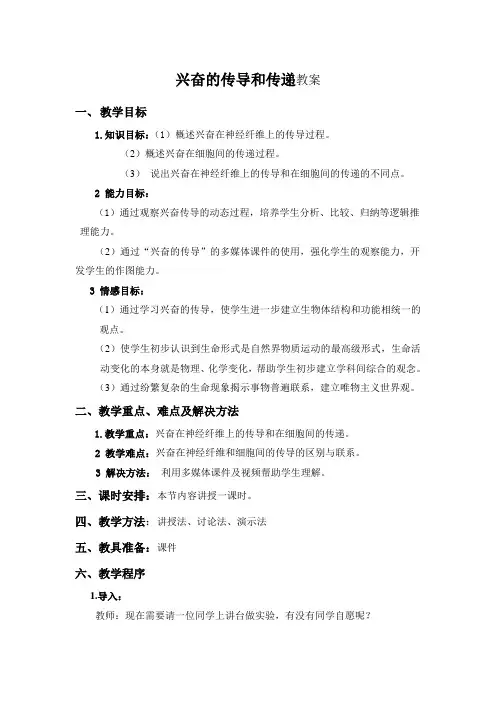 兴奋的传导教案