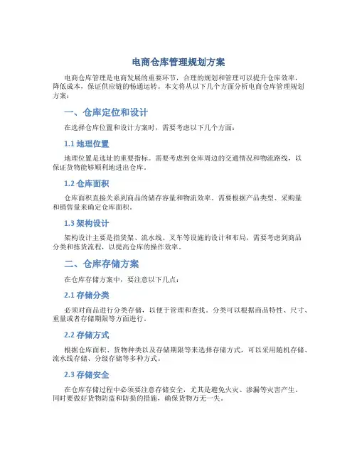 电商仓库管理规划方案