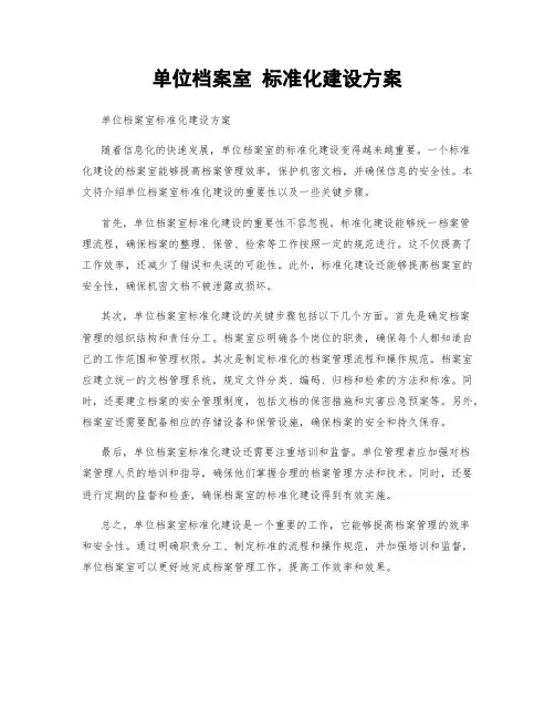 单位档案室 标准化建设方案
