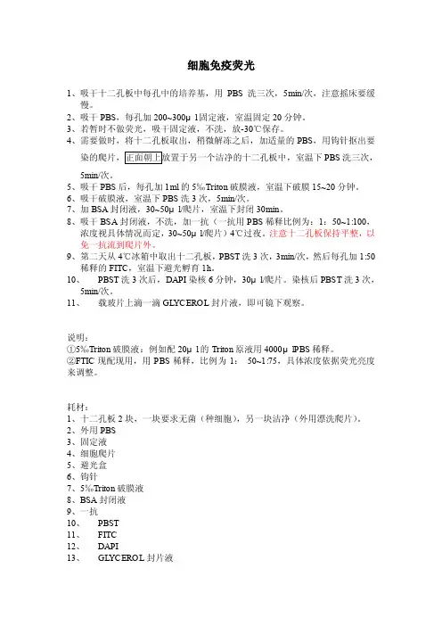 细胞免疫荧光步骤