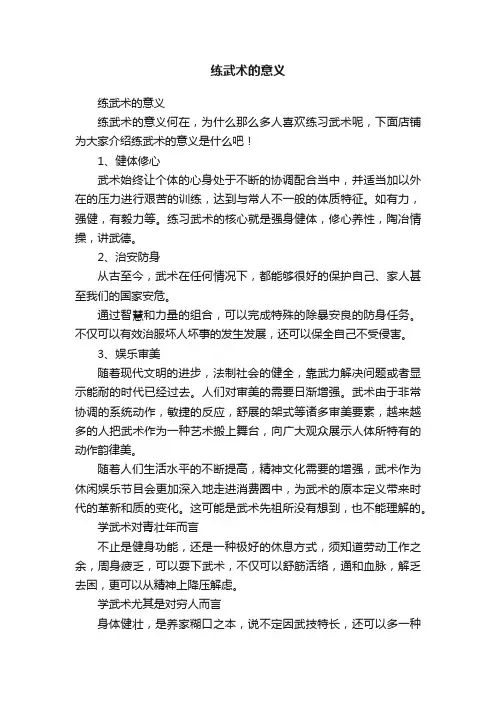 练武术的意义